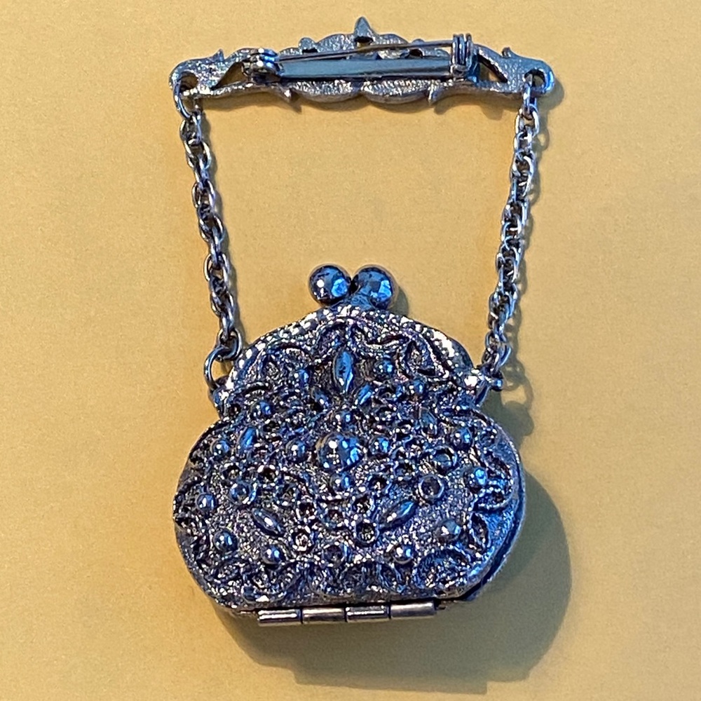 Vintage Silvertone Purse Pocketbook  Pin Opens - Picture 5 of 15